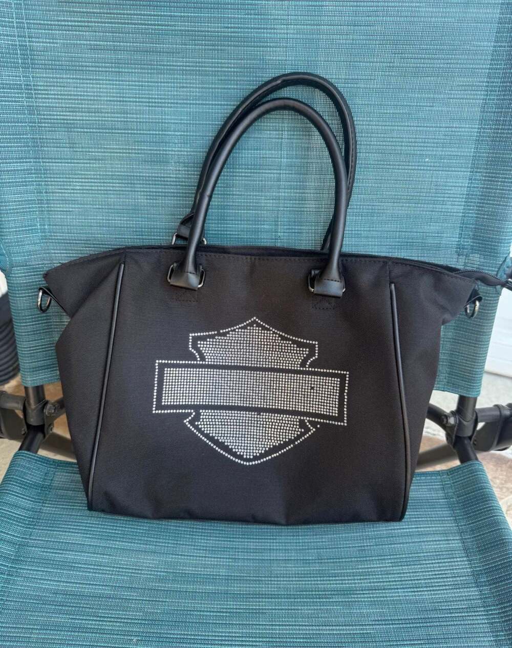 Harley-Davidson Rhinestone Bar & Shield Canvas Tote Bag